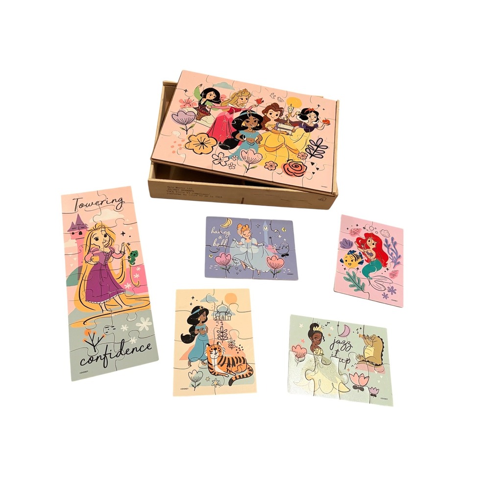 Spin Master Games Disney Princess 6-Pack Wooden Jigsaw Puzzle set